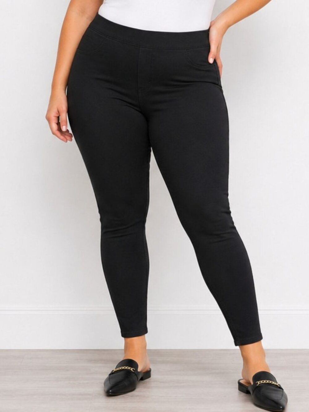 Spanx Jean-ish Ankle Leggings Womens Large Black Pull On Shaping Skinny 20018R